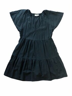 Universal Thread Black Linen Blend Mini Dress | Flowy Tiered | XS